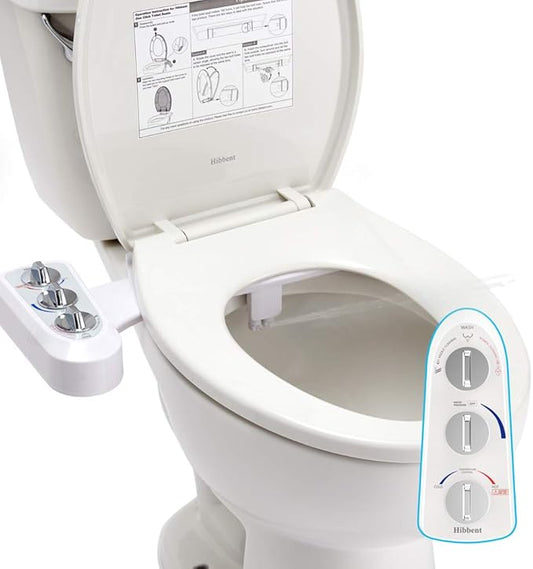 Hibbent Bidet Attachment for Toilet, Self Cleaning Dual Nozzle, Hot & Cold by Hibbent