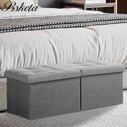 bsketa storage ottoman bench, 34" folding linen foot on a desk or shelf