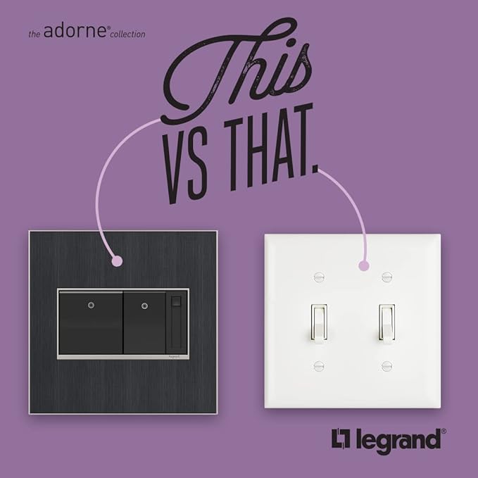Legrand adorne Brushed Stainless, 1-Gang + Wall Plate - Image 6