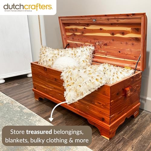 dutchcrafters cedar wood blanket storage for living room, package contents
