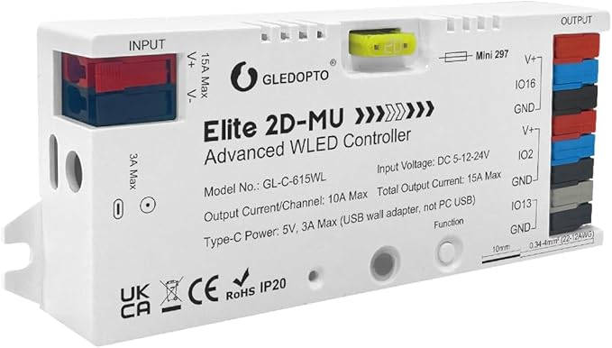 Sogledwow Elite Series ESP32 WLED LED Strip Controller Dynamic Mic Sound by GledoptoSmartHome