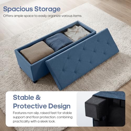 dumos storage ottoman bench, 43.3 inch end of, side view