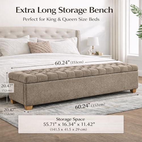 60.2" storage bench, end of bed storage benches shown in use