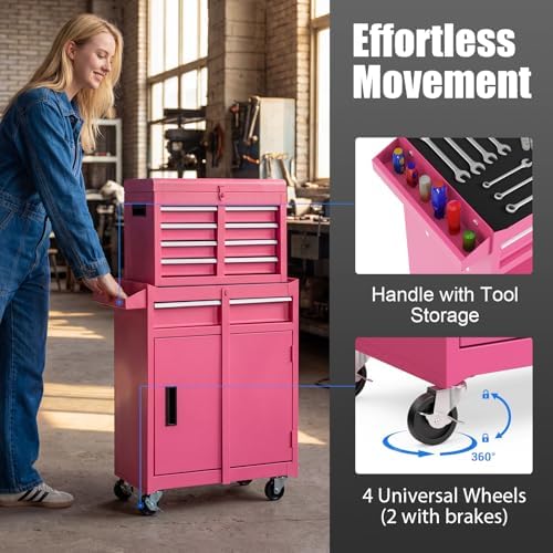 dreamade 5-drawer tool chest combo, rolling tool cabinet, package contents