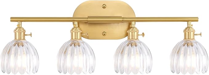 Shenmoyl Bathroom Light Fixtures, 4-Light Brass Vanity Wall Light Over Mirror by Shenmoyl