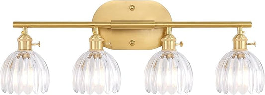 Shenmoyl Bathroom Light Fixtures, 4-Light Brass Vanity Wall Light Over Mirror by Shenmoyl