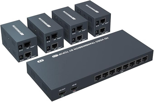 150m HDMI Splitter Extender 1x8 Transmit Remote 1080P Audio Video Over Cat5e/6 by PWAYTEK
