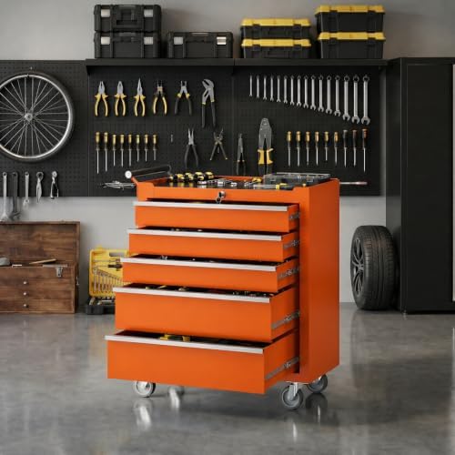 garvee rolling tool chest, 5 drawers tool storage shown in use