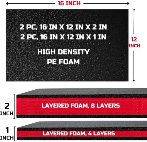onreva tool box foam organizer 2pc 16x12x2in & shown in use