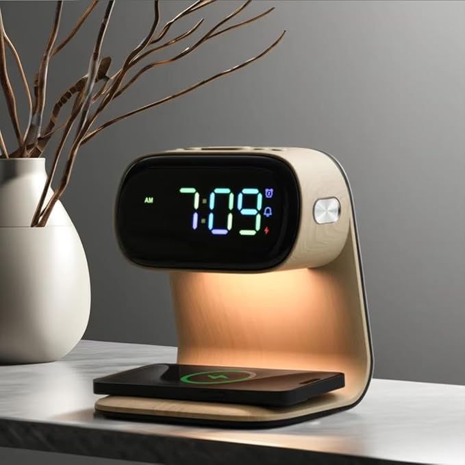 AYI 3in1 Multi-Functional Wireless Charging Alarm Clock Smart Night Light Qi - Image 5