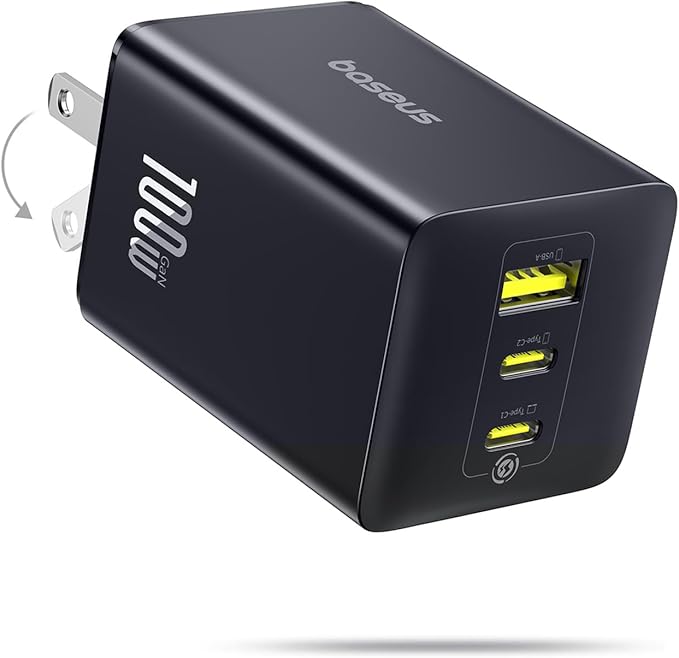 Baseus 100W USB C Charger Block, 3-Port Foldable Compact PPS Wall Charger by Baseus
