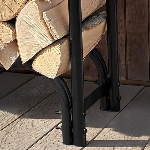 shelterlogic 12' adjustable heavy duty outdoor firewood rack on a desk or shelf
