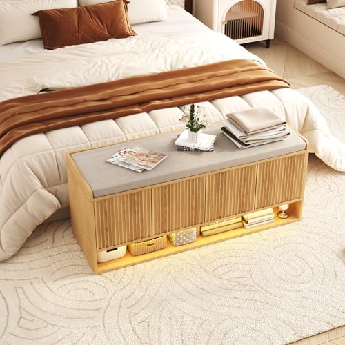 homefort 47.2" fluted shoe storage bench, entryway bench showing dimensions