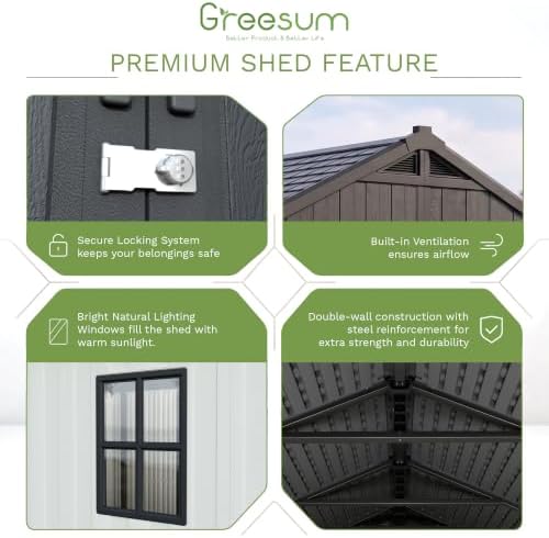 greesum 8x12 ft resin outdoor storage shed with, side view