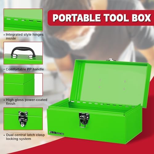 p.i.t. metal tool box 12 inch,portable small toolbox showing dimensions