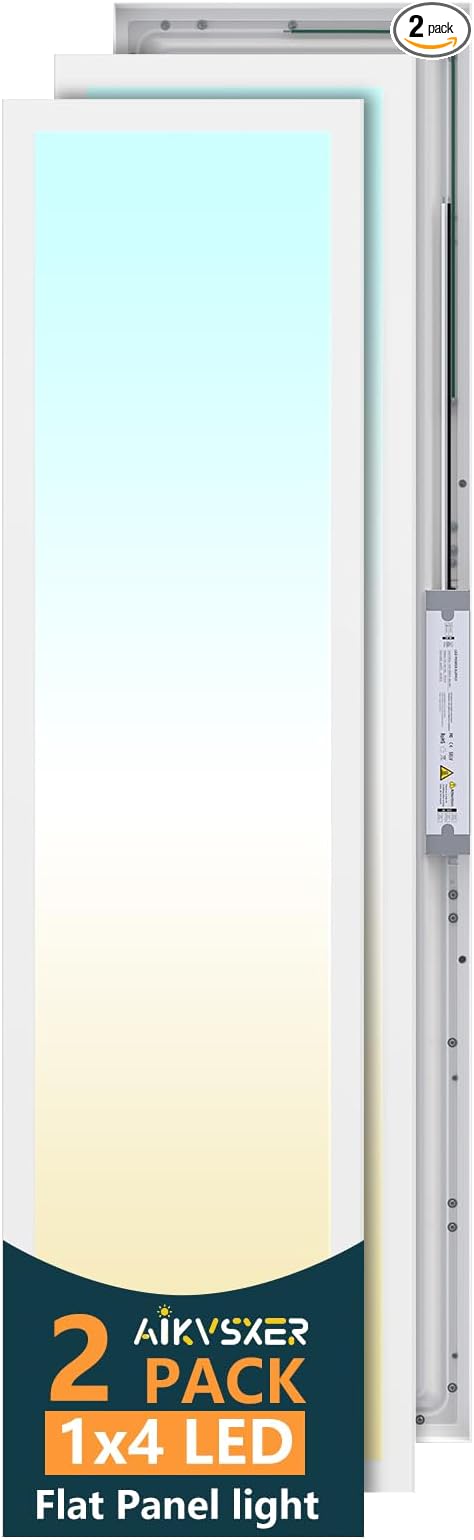 AIKVSXER 2 Pack 1x4 LED Panel Light Surface Mount, 50W 5500LM, Ultra-Thin 48In by AIKVSXER