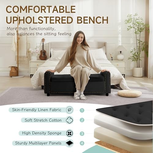 ottoman with storage, tufted storage bench for bedroom, package contents