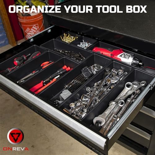 onreva tool box organizer tray divider set, extra showing dimensions
