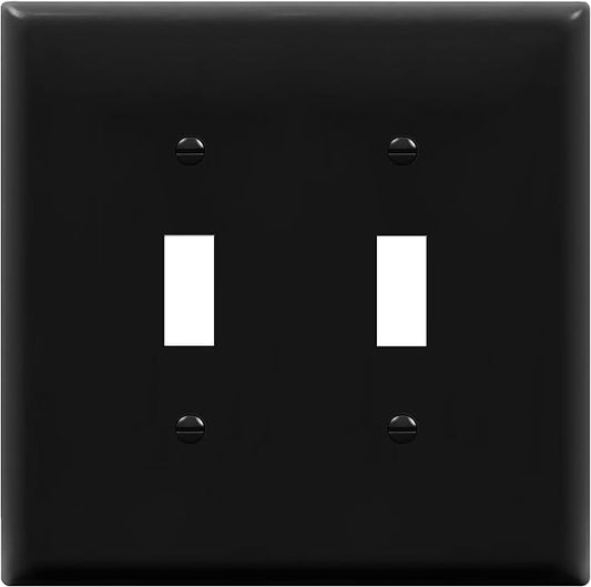 ENERLITES Double Light Wall, Toggle Switch Plate, 2-Gang Mid-Size 4.88" x 4.92" by Enerlites