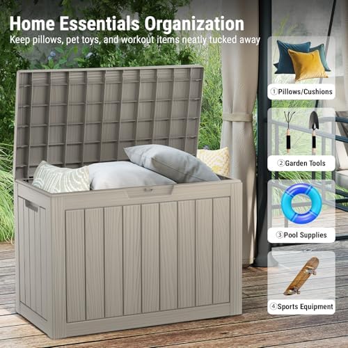 mars villa deck box, outdoor storage box waterproof, side view