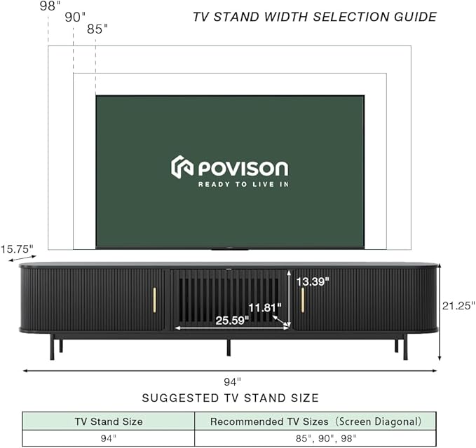 POVISON Sliding Tambour Door TV Stand - Image 4