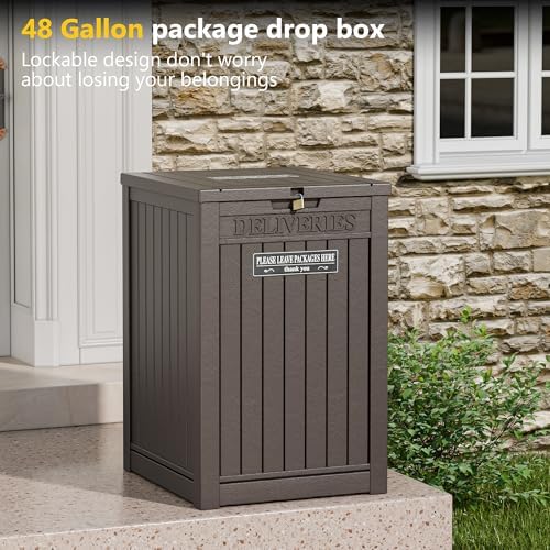 lhbgo package delivery box for outside, 48 gallon, side view