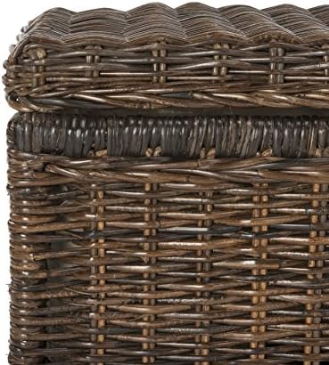 happimess elijah 31" wicker storage trunk footlocker chest, front angle view