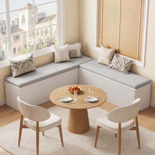 breakfast nook bench, l shaped storage bench with, front angle view
