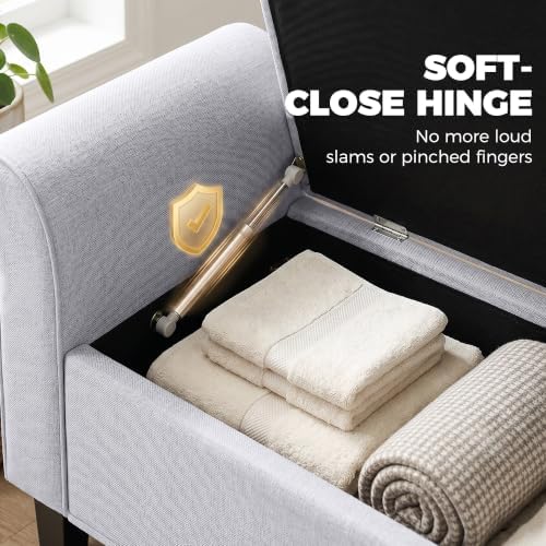 homcom 47" storage ottoman end of bed bench showing dimensions