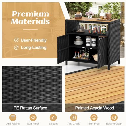 rattan storage cabinet, outdoor & indoor sideboards with showing dimensions