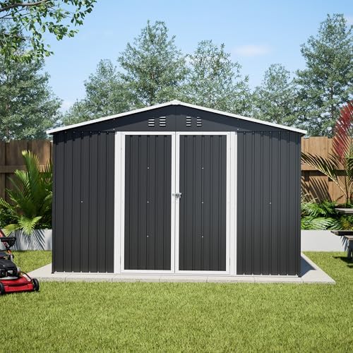 yopto 10x12 ft outdoor storage shed,metal shed w/updated, side view