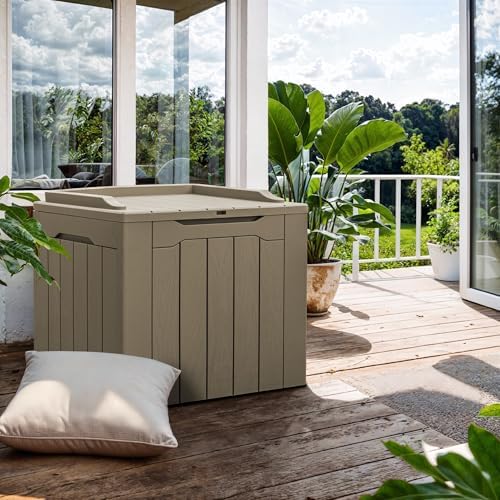 gunji 30 gallon small deck box outdoor waterproof, close-up detail