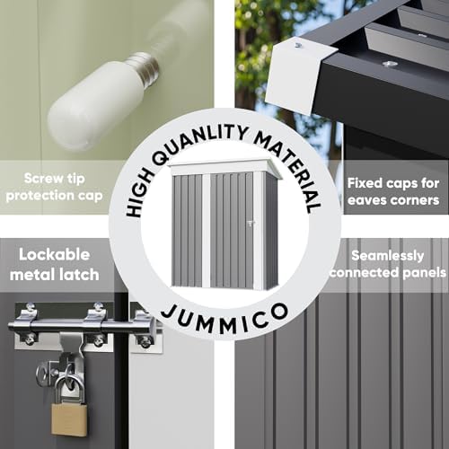 jummico metal outdoor storage shed 5 x 3, side view