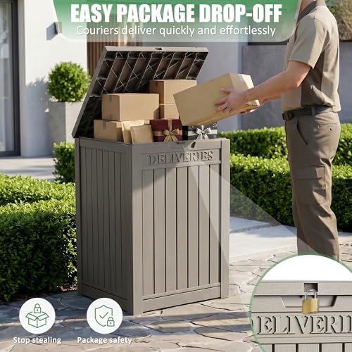easyup package delivery boxes for outside, 90 gallon on a desk or shelf