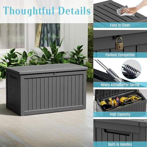 outdoor waterproof resin storage deck box lockable outside, package contents