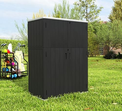 zzm 57 cu.ft outdoor storage shed with floor, front angle view