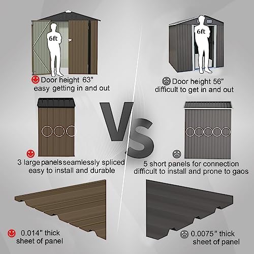 jummico metal outdoor storage shed, 6 x 4 showing dimensions