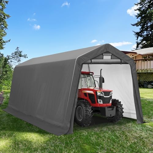 8' x 14' outdoor storage shelter shed, portable, front angle view