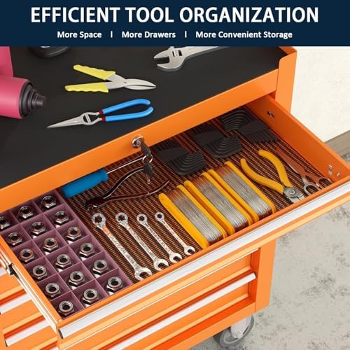 7-drawer metal rolling tool chest with wheels,tool storage, close-up detail