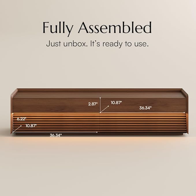 POVISON Fully-Assembled Mid Century Matte Sintered Stone TV Stand, 78.74" Wood - Image 4