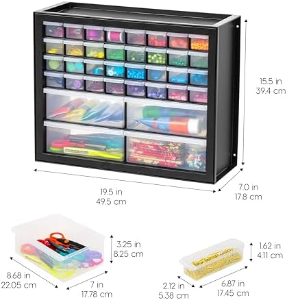iris usa 36-drawer storage cabinet, garage tool screws, close-up detail
