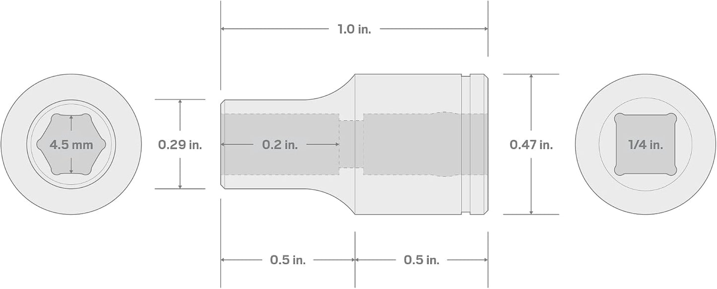 TEKTON 1/4 Inch Drive x 4.5 mm 6-Point Socket | SHD02103