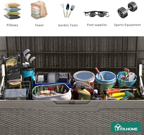 yitahome 100 gallon resin deck box, side view