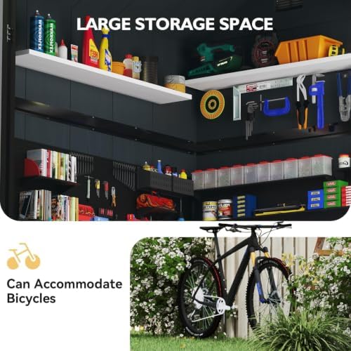aoxun 4×6 ft all-weather resin storage shed, dark showing dimensions