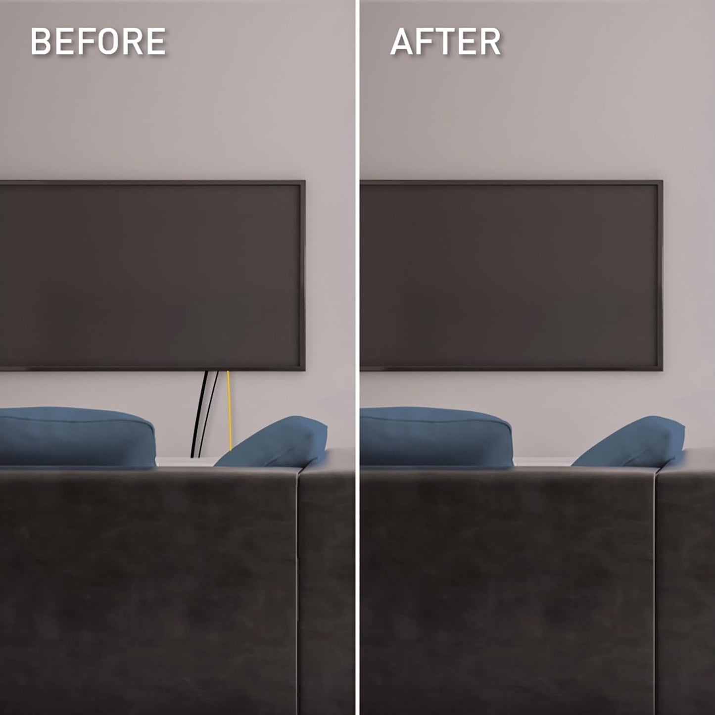 Legrand - Wiremold Cord Cover with Grommets, Wall Mount TV Cord Hider, 2 Pack CCA62W