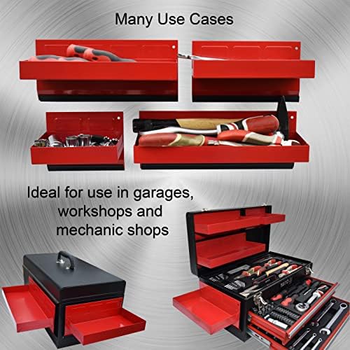 magnetic shelf 4-pcs set - red tool trays on a desk or shelf