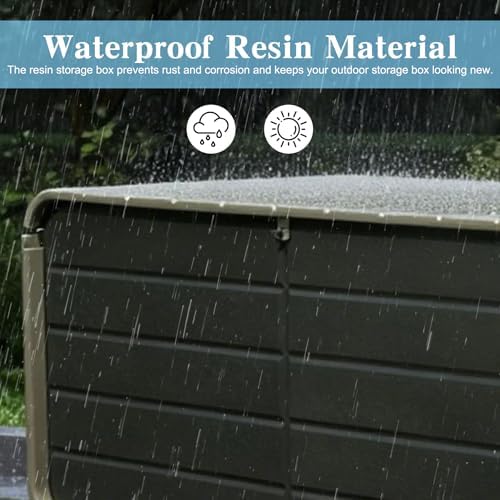 domi 260 gallon resin deck box, outdoor waterproof, close-up detail