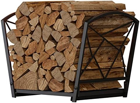 fire beauty folding iron firewood log rack for, front angle view