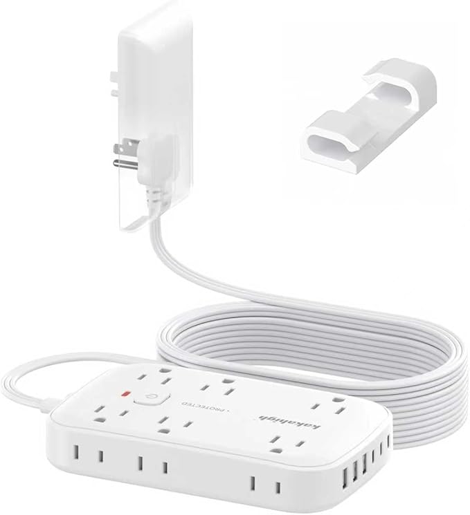 25FT Extension Cord with Outlet Cover & Multi USB, Ultra Thin Outlet Concealer by YourBetterchoice