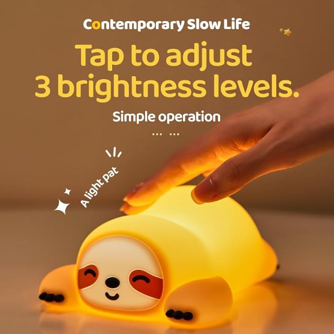 ATSUI Sloth Night Light, LED Squishy Novelty Animal Lamp, Food Grade Silicone - Image 4